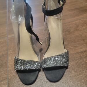 Aldo Black and Glitter Silver Heels